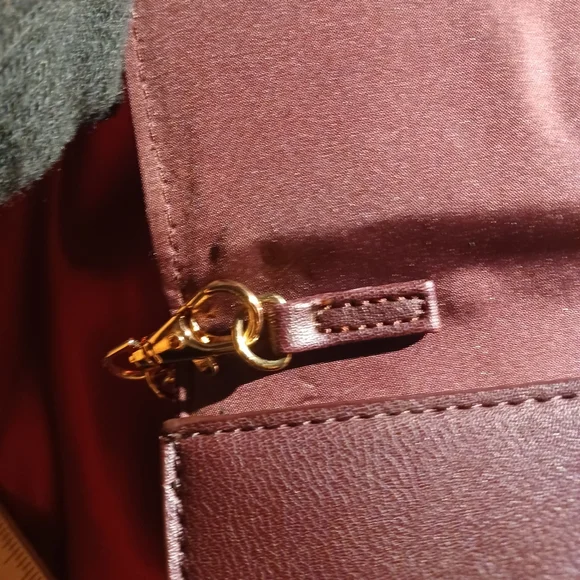 Very rare Burgundy Cato two way 2way bag clutch gold hardware chain handle - Picture 12 of 16